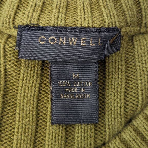 VTG 00s Y2K Conwell Green Ribbed Knit V Neck Long Sleeve Sweater Sz M Grunge - Picture 6 of 6